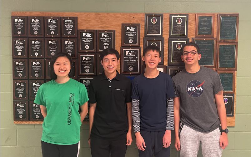 Four Tenafly Sophomores, Hillary Xie, Edward Wang, Calvin Du, and Fady Temimi (left-to-right) recently qualified for the TEAMS National Competition and will compete in Florida in June.